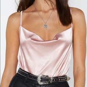 Satin Cowl Neck Bodysuit